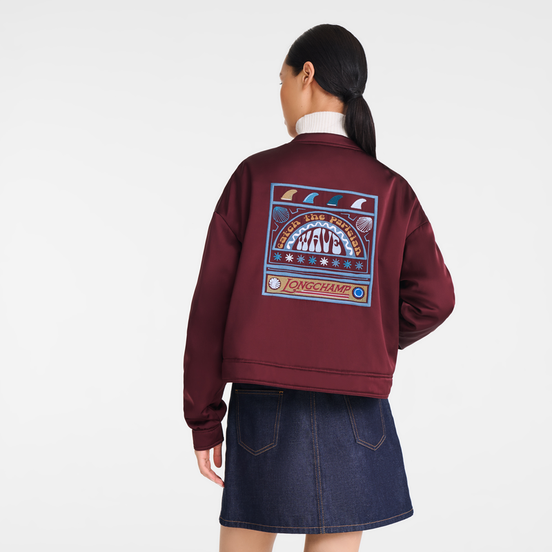 Chaqueta , Sat&eacute;n - Burdeos  - Vista 3 de 5