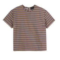 T-shirt , Burgundy - Striped poplin