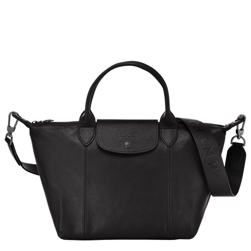 Le Pliage Cuir Top handle bag S, Black