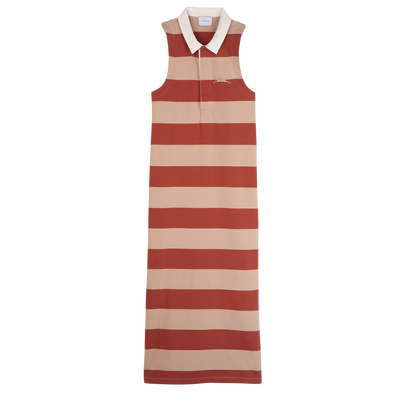 Abito a polo , Jersey a righe - Crema/Corallo