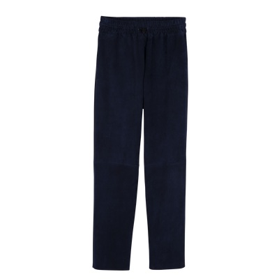 null Leather straight pants, Navy
