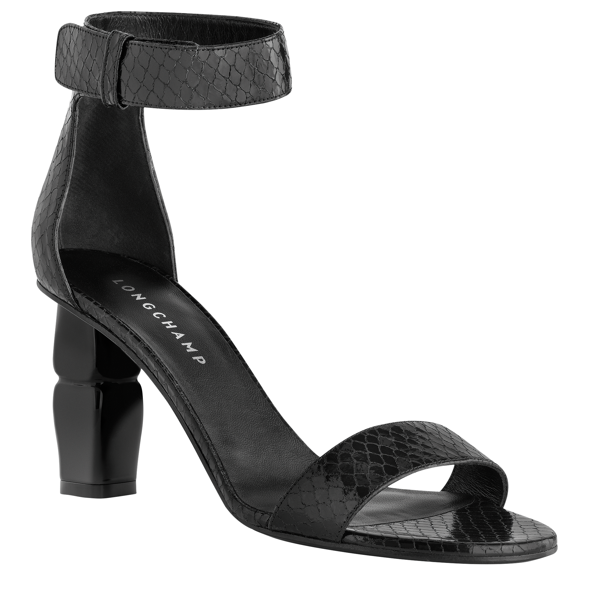 Sandales talon Roseau Cuir Noir 70161SF3001390 Longchamp LU
