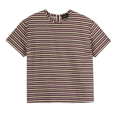 T-shirt , Burgundy - Striped poplin