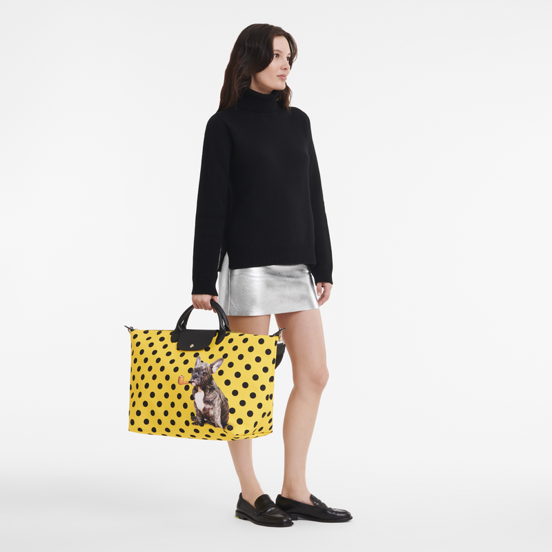 Longchamp x ToiletPaper S Travel bag Yellow Canvas (L1624TPE020