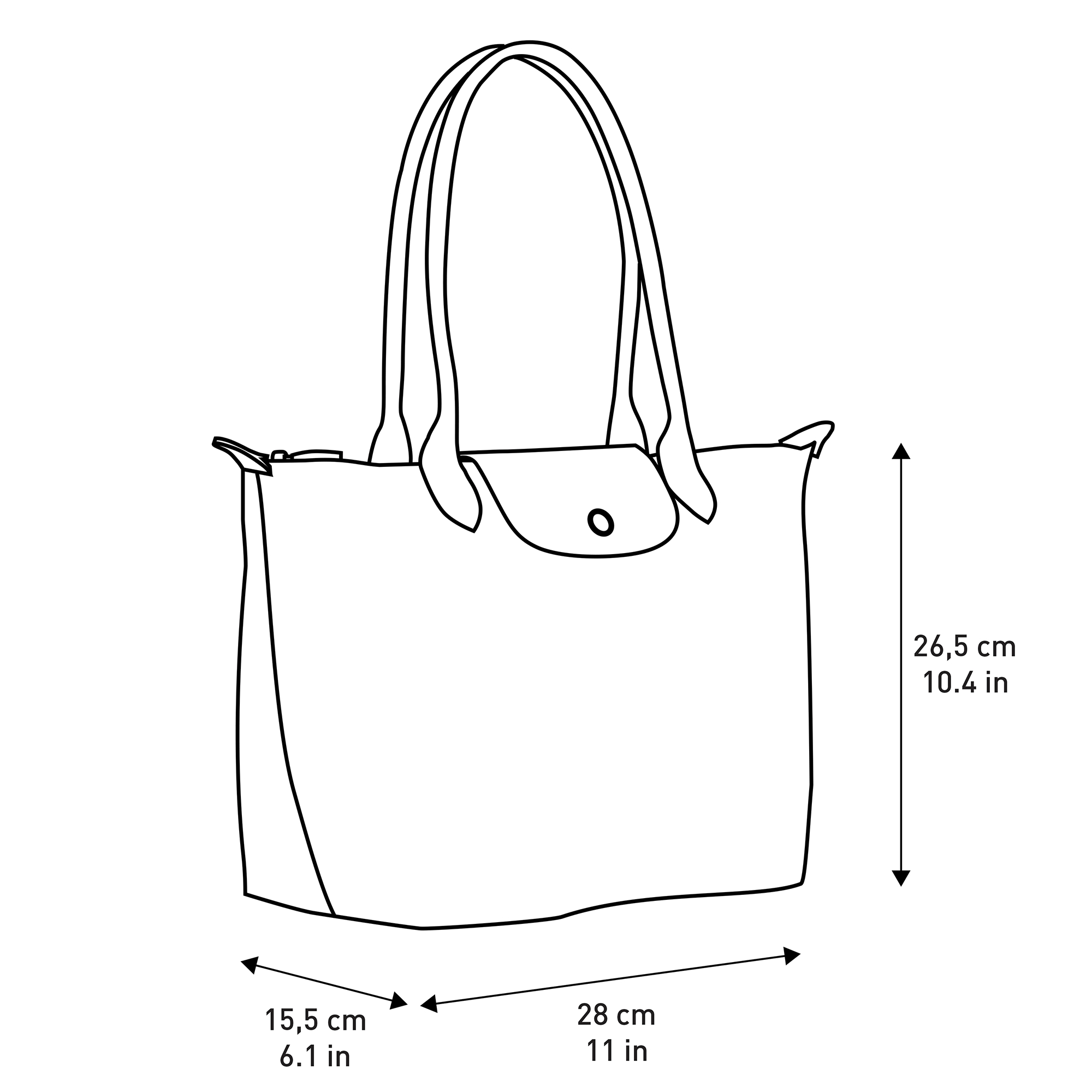 longchamp bag dimensions