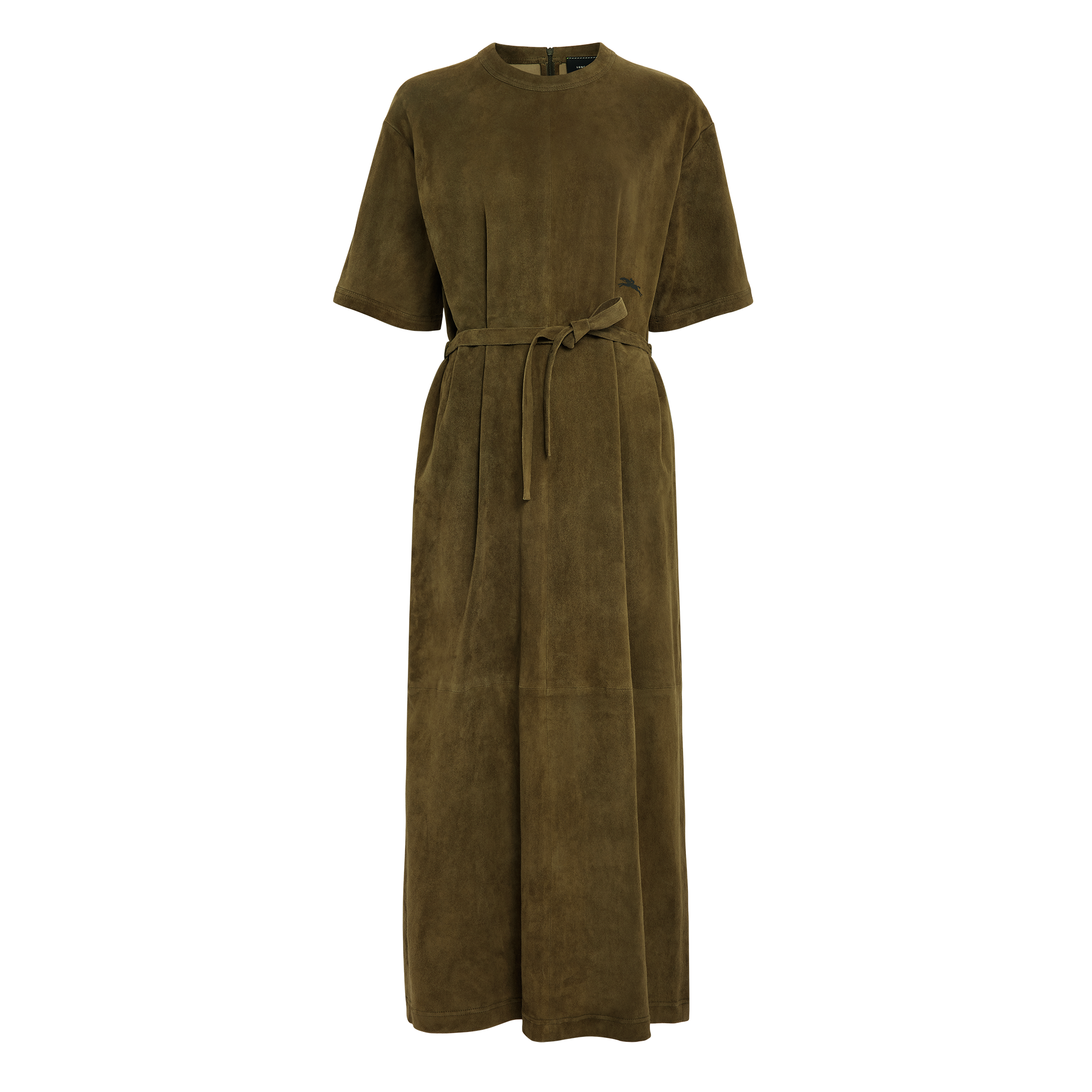 null Leather long dress, Khaki