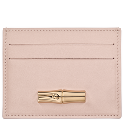 Le Roseau Card holder , Petal Pink - Leather