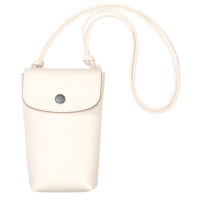 Mobiltelefon-Etui mit Lederbändchen Le Pliage Xtra , Leder - Ecru  - Ansicht 1 von 4