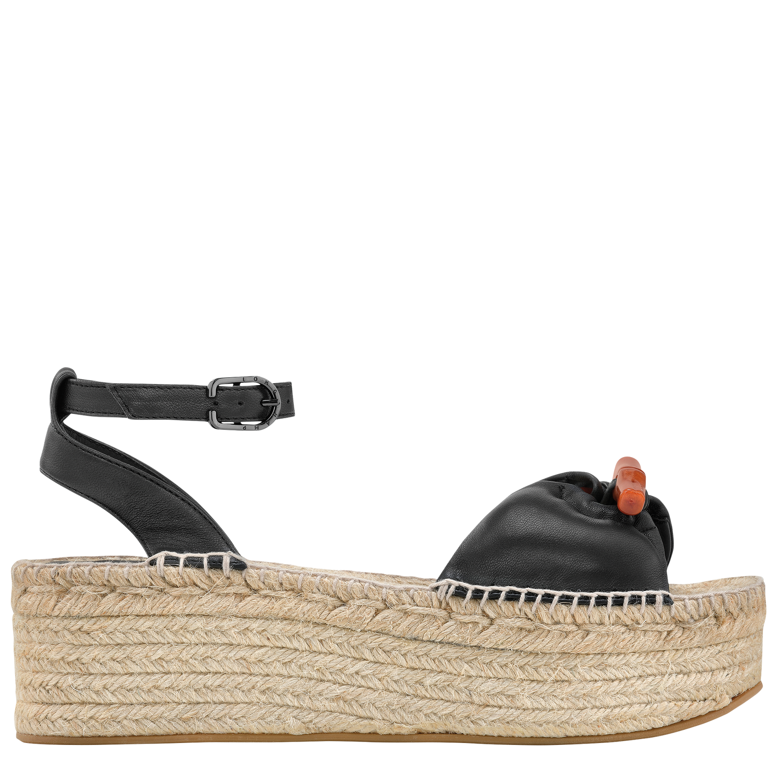 Roseau Wedge espadrilles Black Leather (70319SG4001400) Longchamp DK
