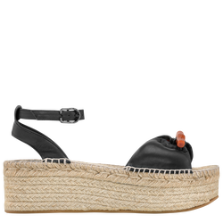 Roseau Wedge espadrilles , Black - Leather