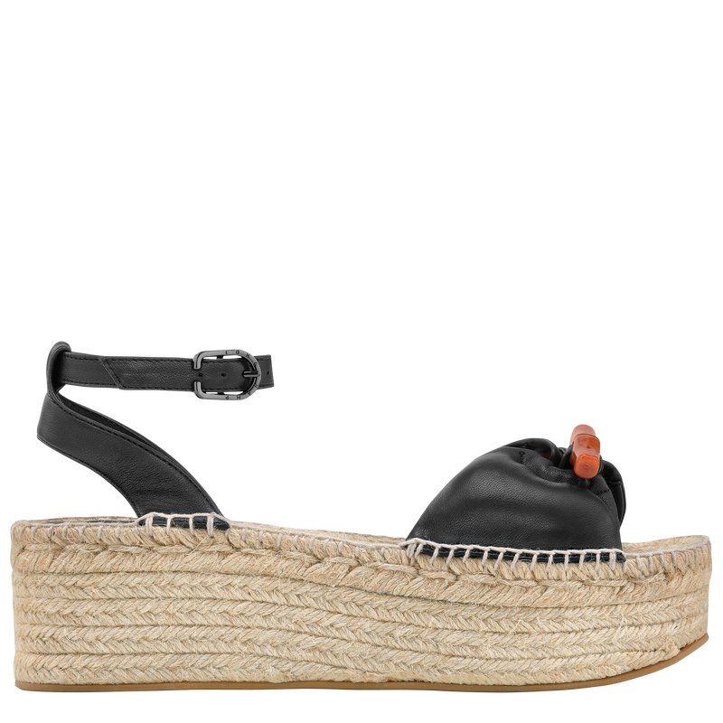 Le Roseau Wedge espadrilles , Black - Leather  - View 1 of  4