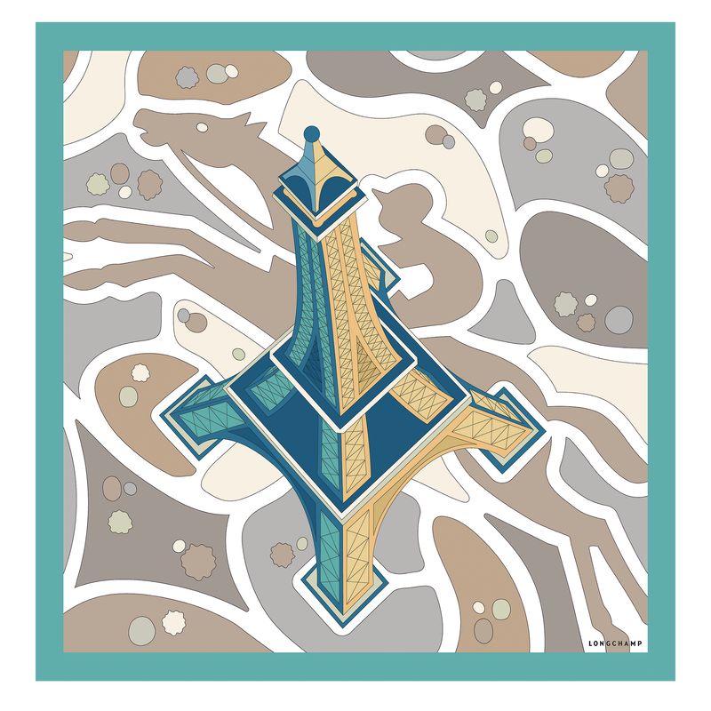 Foulard di seta 70 Tour Equestre , Seta - Menta  - View 1 of  2