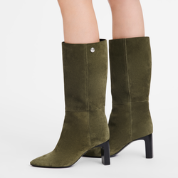Allure Heel boots , Khaki - Leather