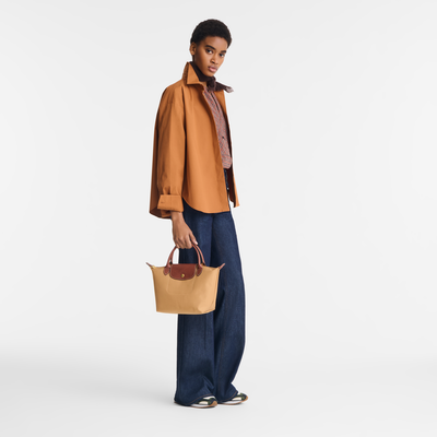 Handtasche S Le Pliage Original , Recyceltes Canvas - Gelbbraun