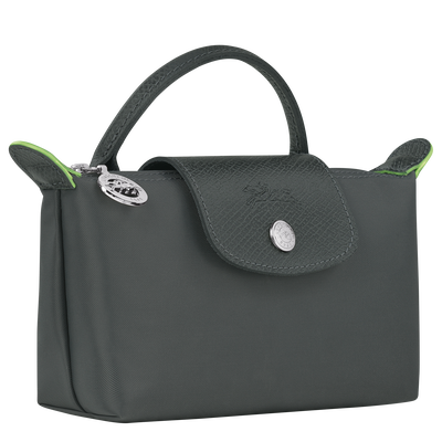 Le Pliage Green Pouch with handle, Graphite