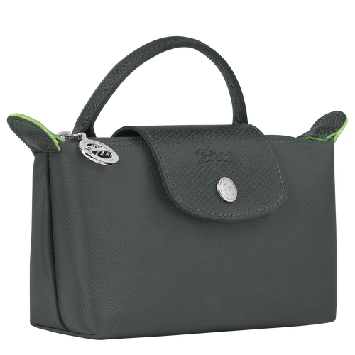 Le Pliage Green Pouch with handle , Graphite - Recycled canvas - View 3 of 6