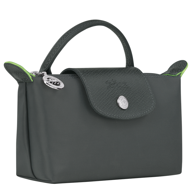 Le Pliage Green Pouch with handle , Graphite - Recycled canvas  - View 3 of 6