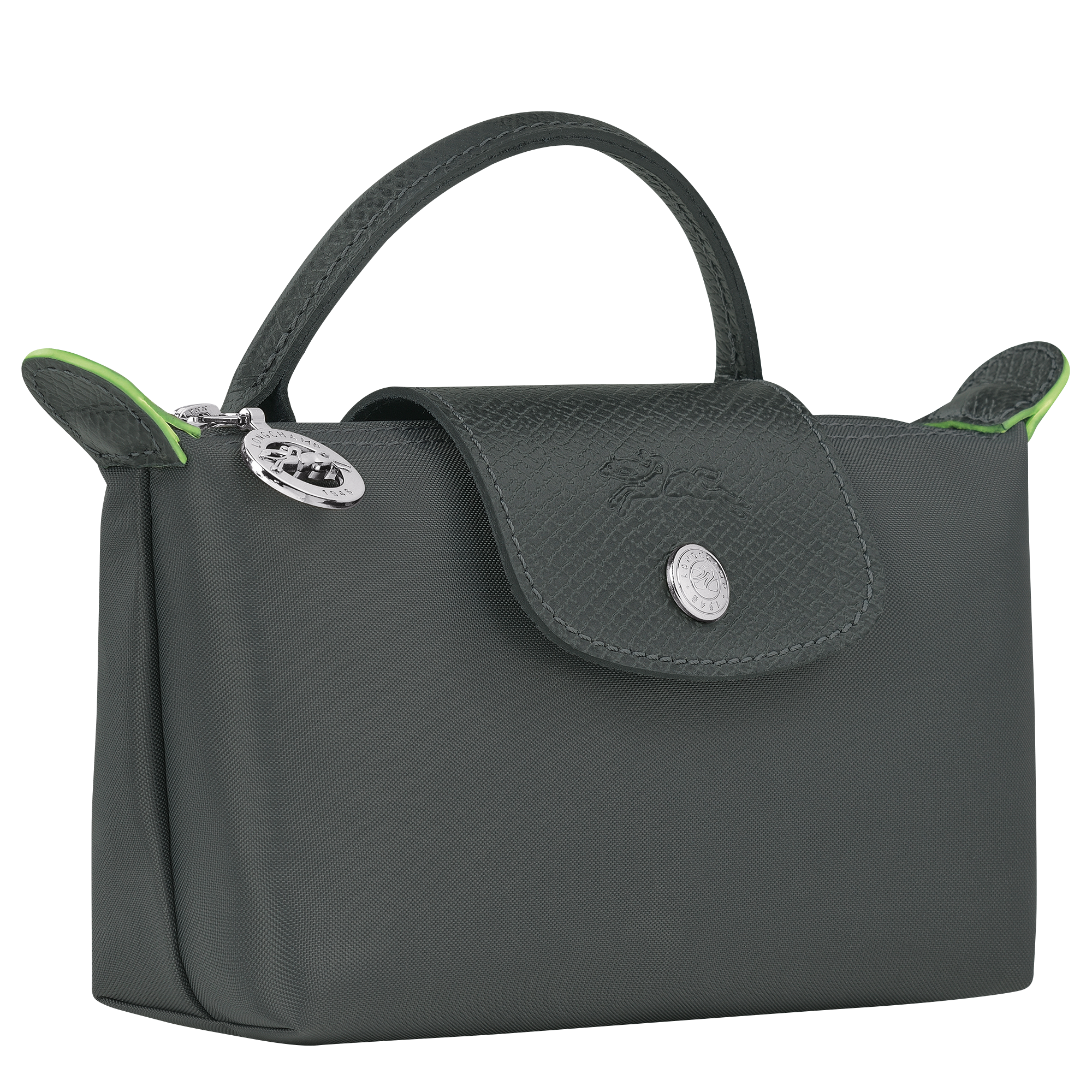 Le Pliage Green Pouch with handle, Graphite