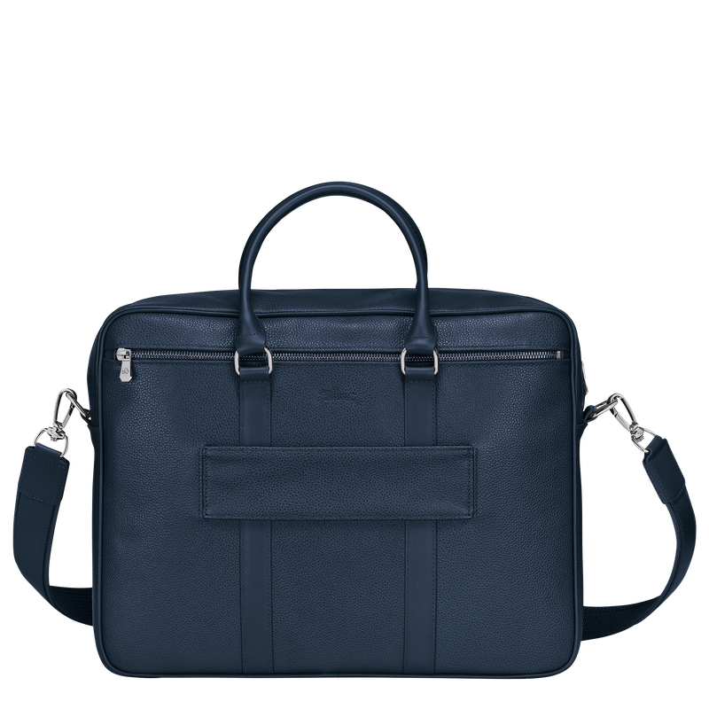 Le Foulonné M Briefcase , Navy - Leather  - View 4 of  5