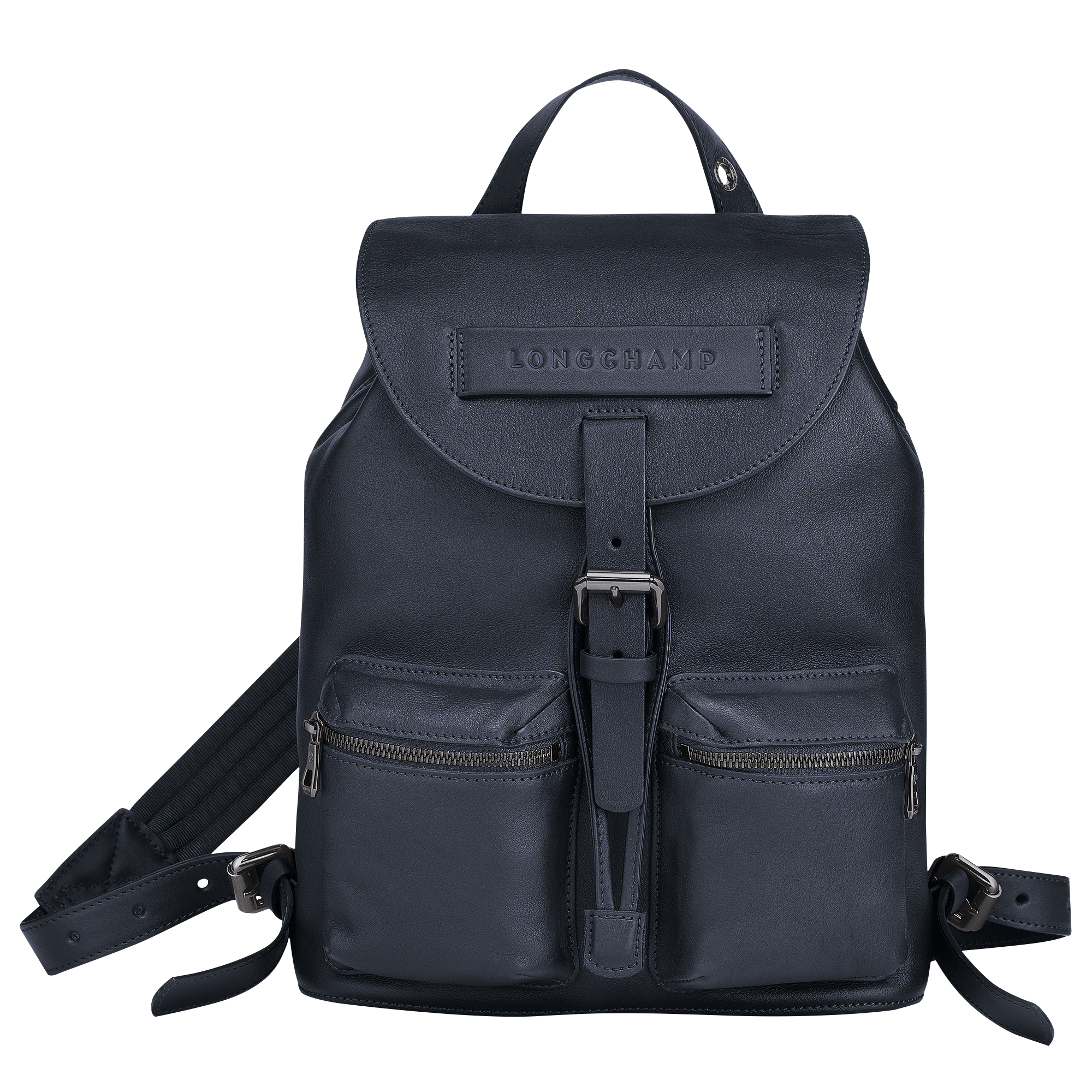 longchamp black leather backpack