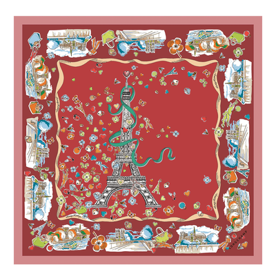 Tour Enchant&eacute;e Silk scarf 50, Terracotta