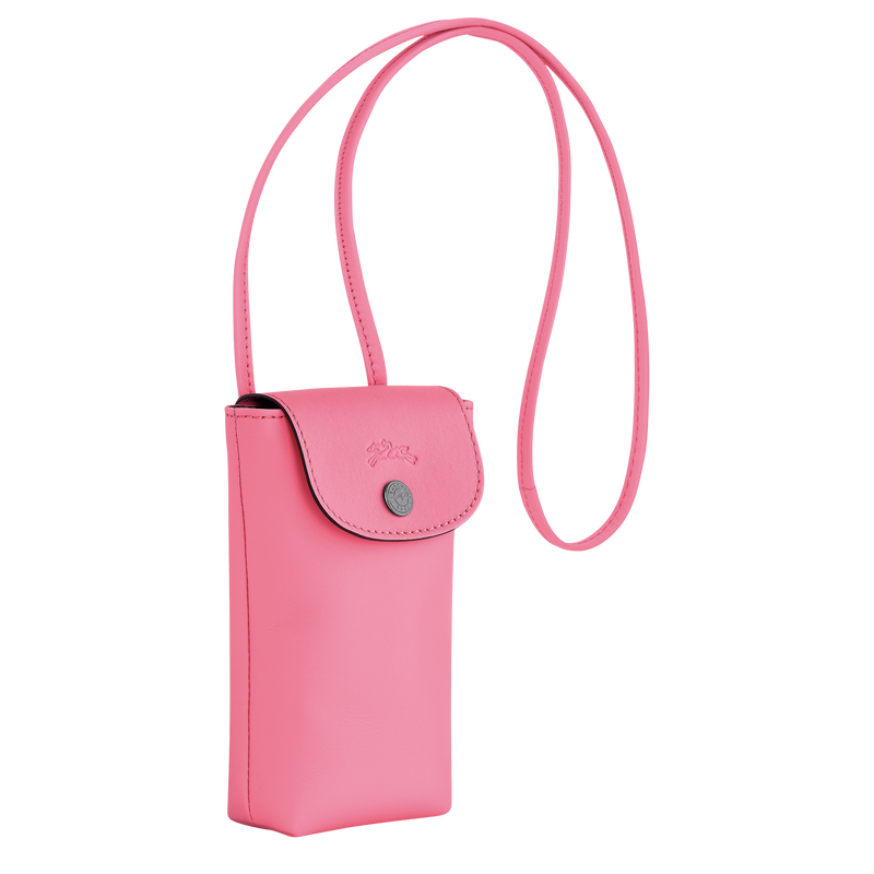 Le Pliage Xtra Phone case with leather lace , Pink - Leather  - View 3 of 4