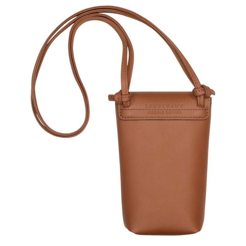 Mobiltelefon-Etui mit Lederbändchen Le Pliage Xtra Leder - Cognac 