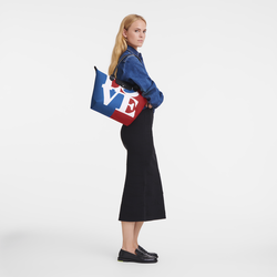 Sac cabas M Longchamp x Robert Indiana , Toile - Blanc