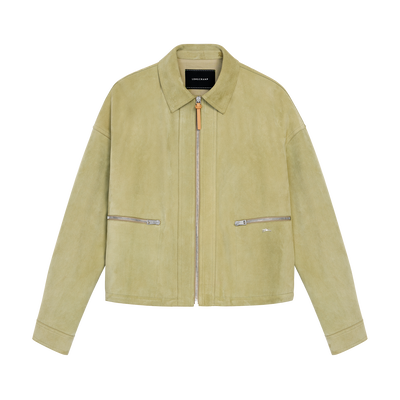Jacket , Almond Green - Leather