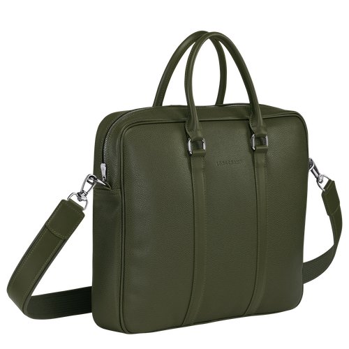 Le Foulonné S Briefcase , Khaki - Leather - View 3 of 4