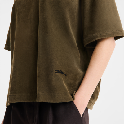 null Camisola curta em couro, Caqui
