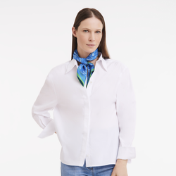 Chevaux recto verso Silk scarf 70 , Lawn/Cobalt - Silk