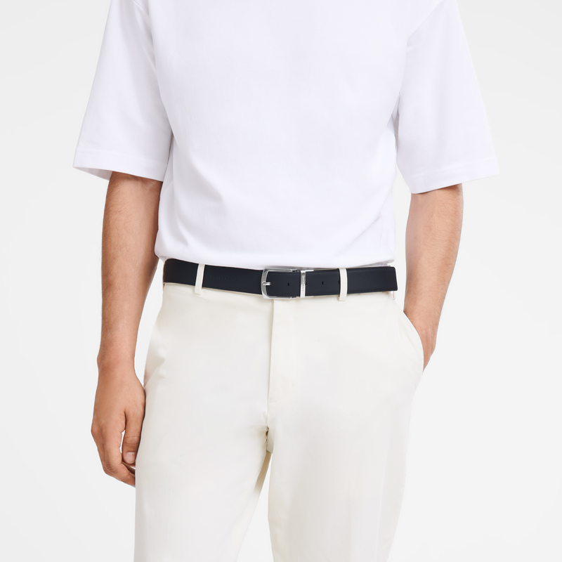 Le Foulonn&eacute; Men's belt , Mocha/Black - Leather  - View 3 of  4
