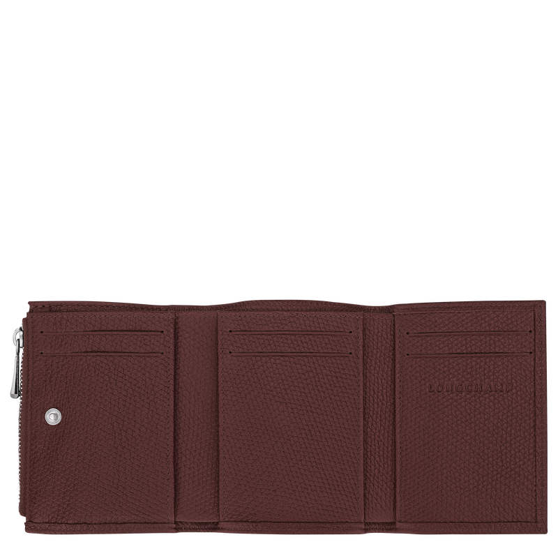 Le Roseau Compact wallet , Burgundy - Leather  - View 3 of 3