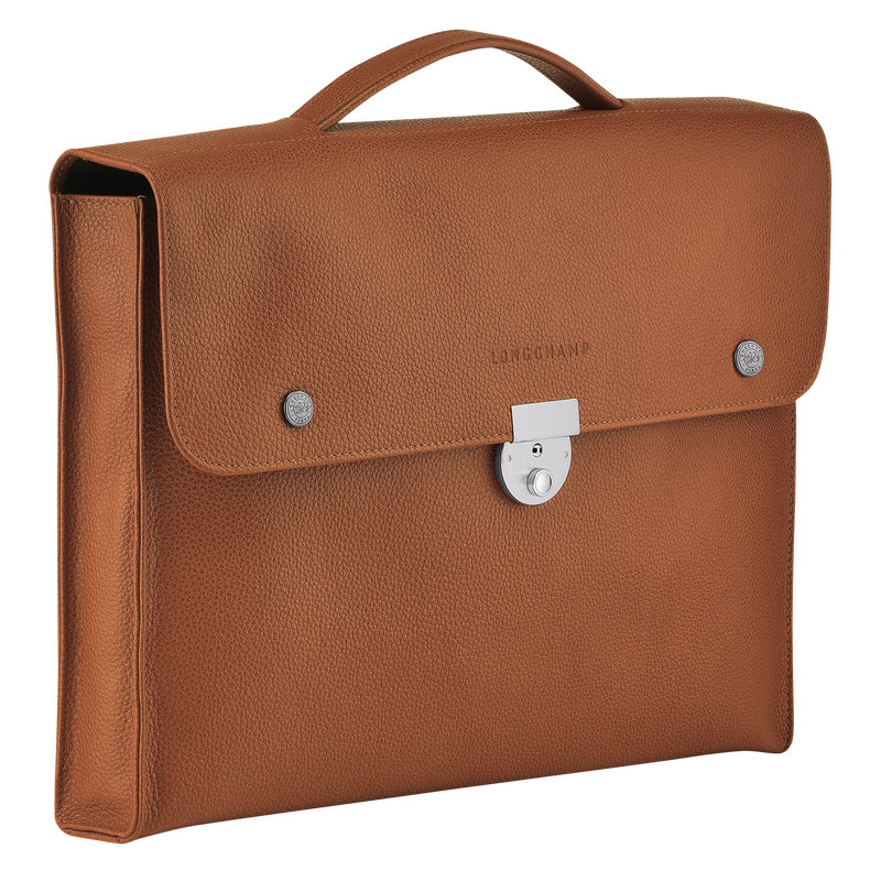 Le Foulonné S Briefcase , Caramel - Leather  - View 3 of  5