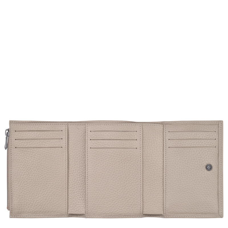 Brieftasche im Kompaktformat Le Roseau Essential , Leder - Hellgrau  - Ansicht 2 von 3