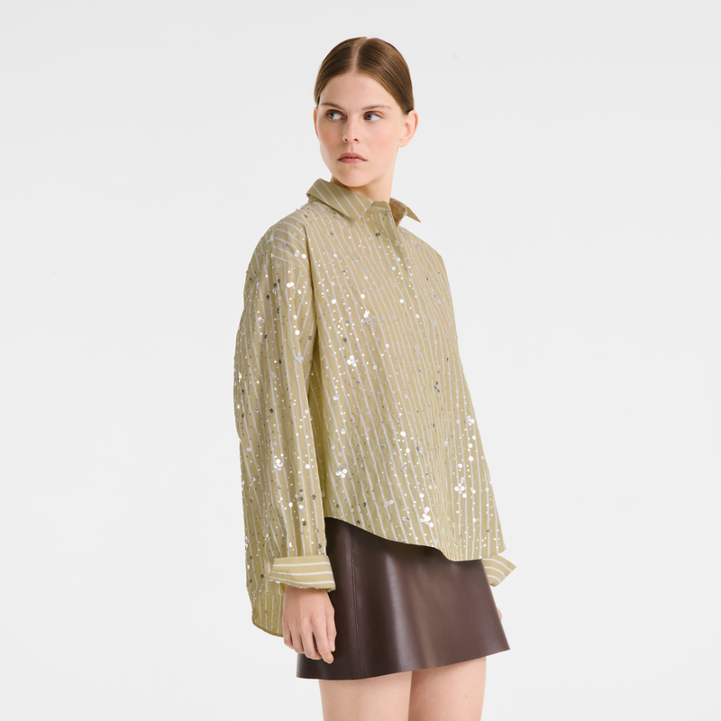 Shirt , Pistachio - Sequin poplin  - View 4 of  5