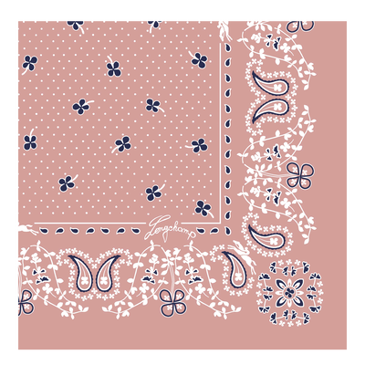 프렌치 반다나 실크 스카프 50, 핑크 티