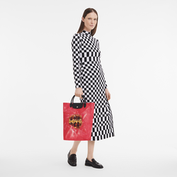 Longchamp x ToiletPaper M Tote bag , Red - Canvas