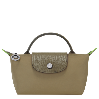 Le Pliage Green Pouch with handle , Artichoke - Recycled canvas