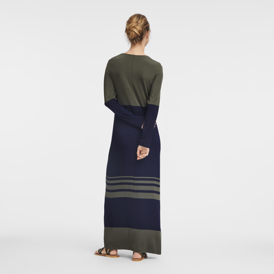 null Langes Kleid, Marine/Khaki