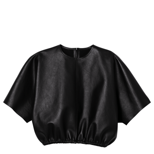 Leather sweatshirt, 001 Black View 1 of Leather sweatshirt, 001 Black, hi-res