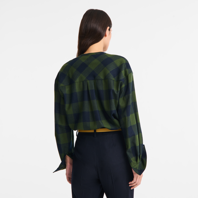 Hemd , Jacquard-Wolle - Marine/Tannengrün