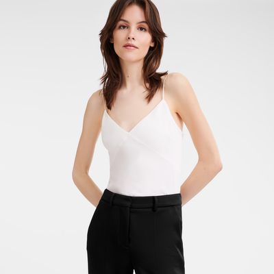 Thin strap top , Ecru - Fluid crepe