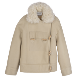 Coat , Ecru - Leather