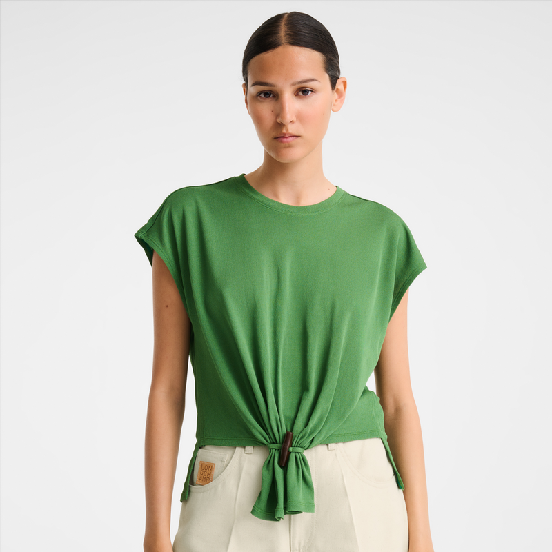Top , Jersey de crep&eacute; - Matcha  - Vista 3 de 4