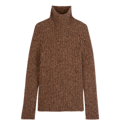 High neck sweater , Chocolate - Knit