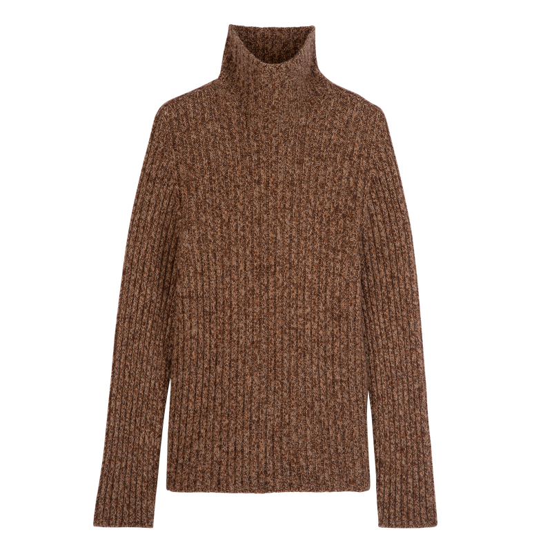 Pull col montant , Maille - Chocolat  - Vue 1 de 5