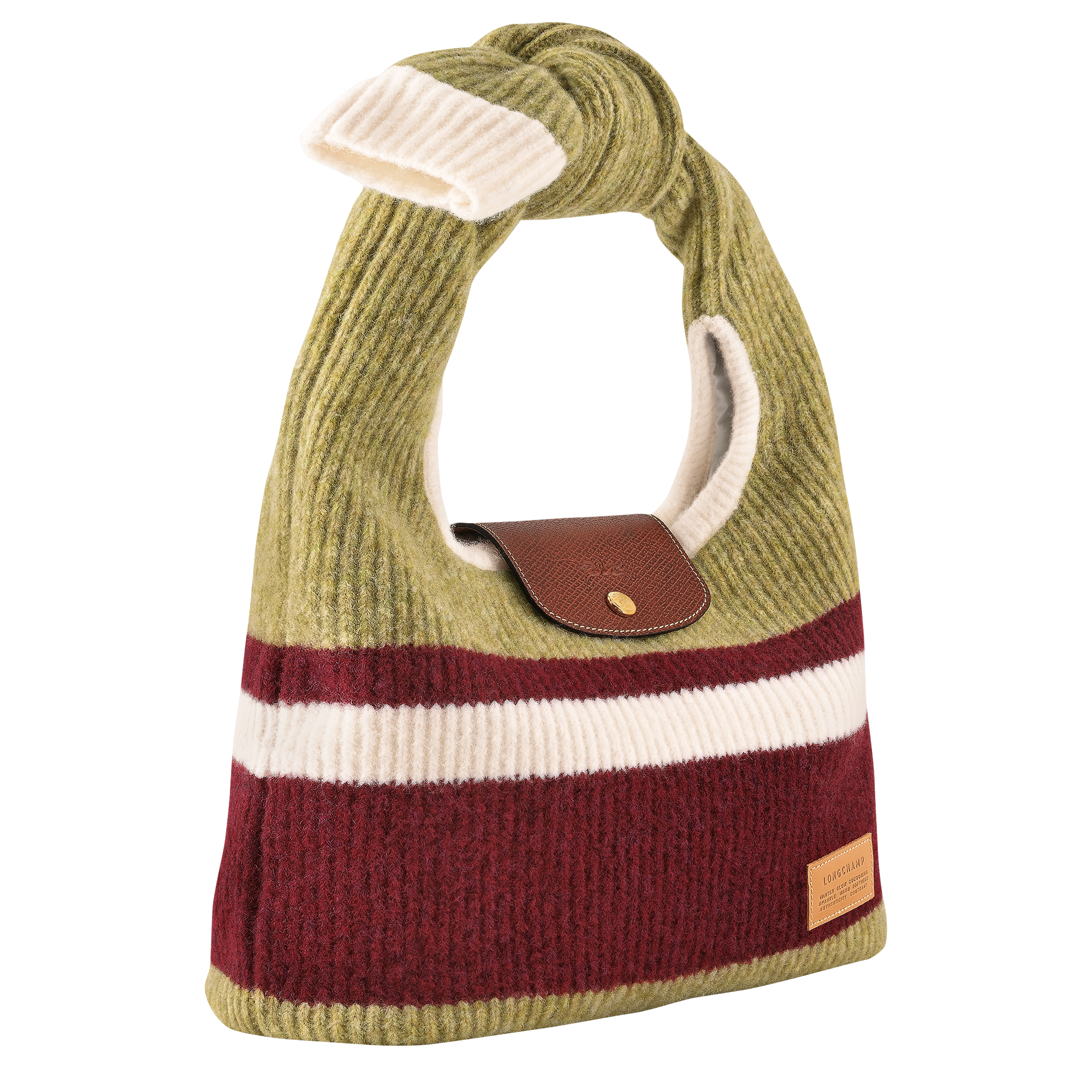 Le Pliage Collection Schultertasche M, Pistazie/Bordeaux