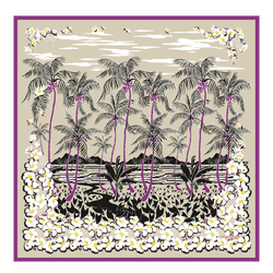 Hawaiian Flowers Silk scarf 90 , Violet - Silk